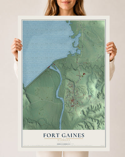 Fort Gaines, Georgia map print, 24" x 36" Archival Matte Print mockup