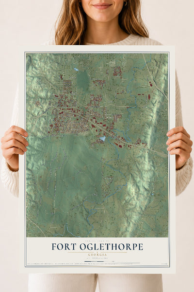 Fort Oglethorpe, Georgia map print, 18" x 24" Archival Matte Print mockup