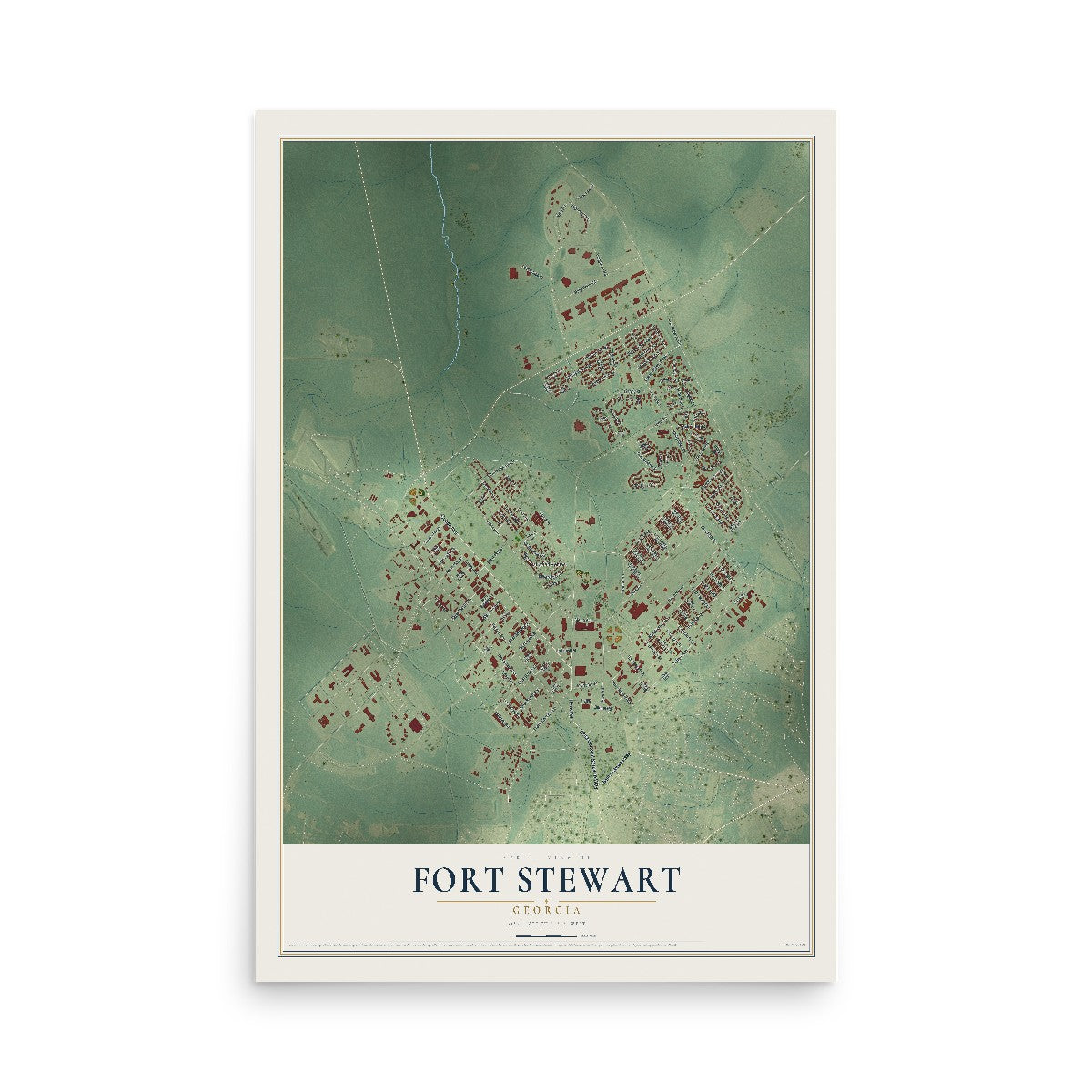 Fort Stewart, Georgia map print, 12" x 18" Archival Matte Print mockup