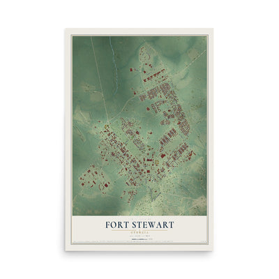 Fort Stewart, Georgia map print, 12" x 18" Archival Matte Print mockup