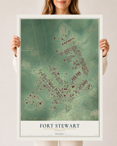 Fort Stewart, Georgia map print, 24" x 36" Archival Matte Print mockup