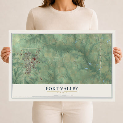 Fort Valley, Georgia map print, 12" x 18" Archival Matte Print mockup
