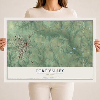 Fort Valley, Georgia map print, 18" x 24" Archival Matte Print mockup