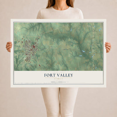 Fort Valley, Georgia map print, 24" x 36" Archival Matte Print mockup