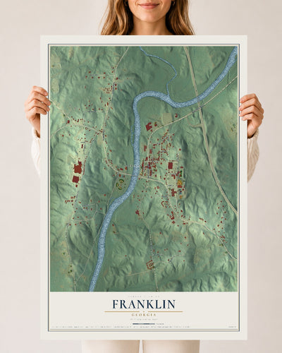 Franklin, Georgia map print, 24" x 36" Archival Matte Print mockup