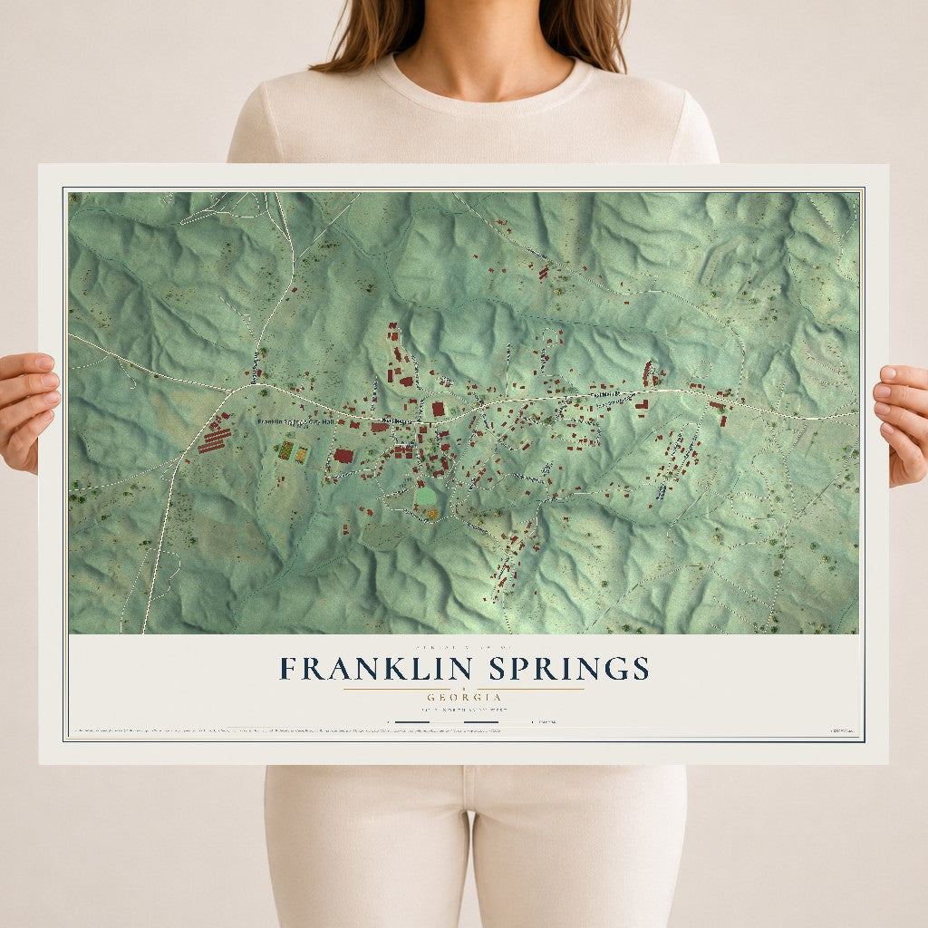 Franklin Springs, Georgia map print, 18" x 24" Archival Matte Print mockup