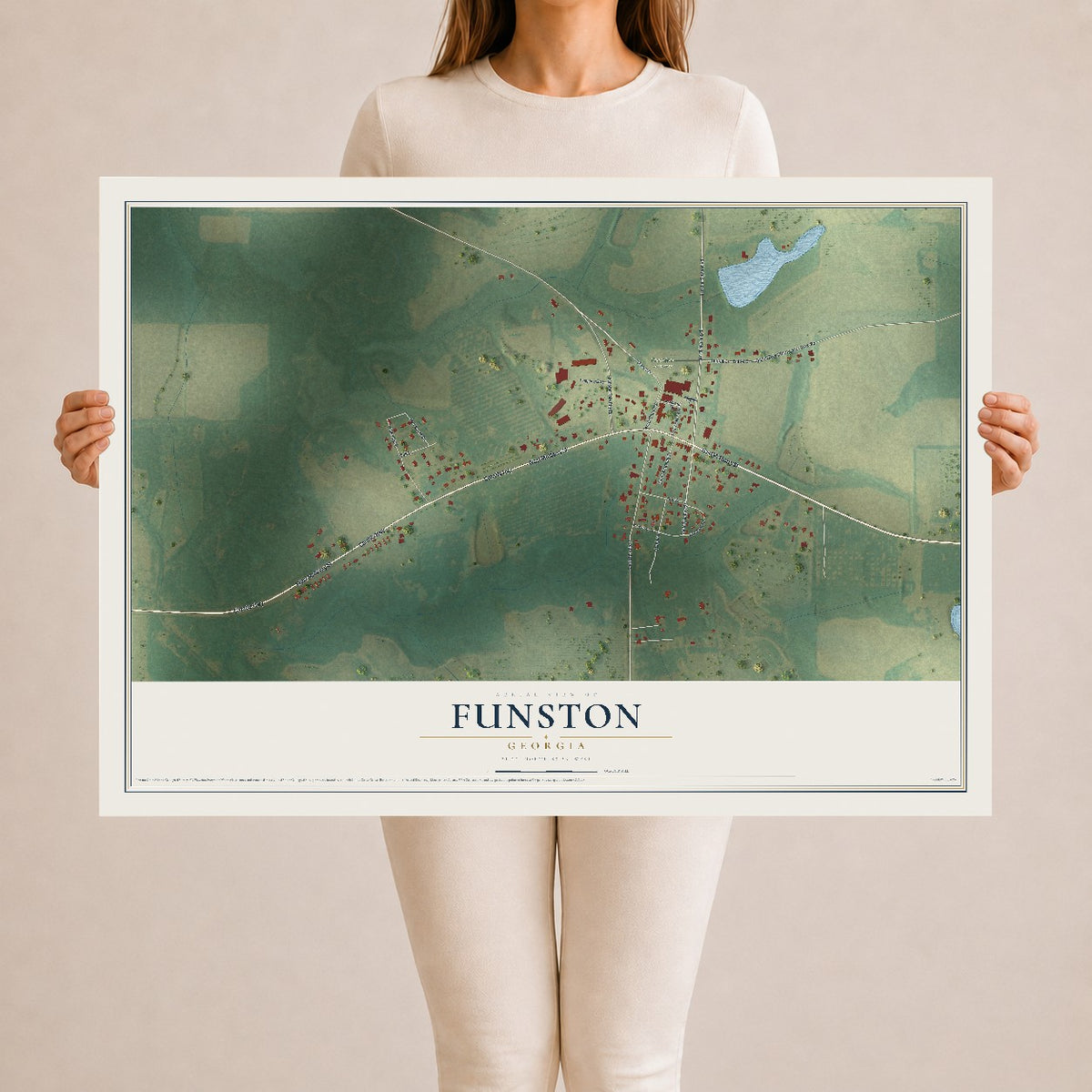 Funston, Georgia map print, 24" x 36" Archival Matte Print mockup
