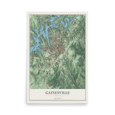 Gainesville, Georgia map print, 12" x 18" Archival Matte Print mockup