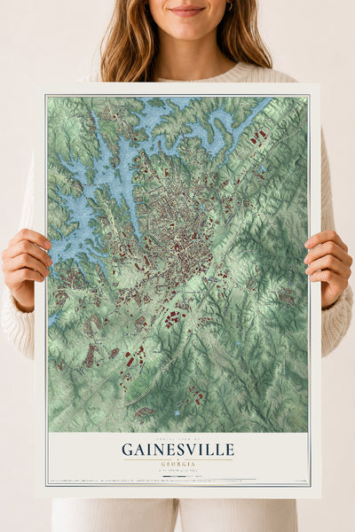 Gainesville, Georgia map print, 18" x 24" Archival Matte Print mockup