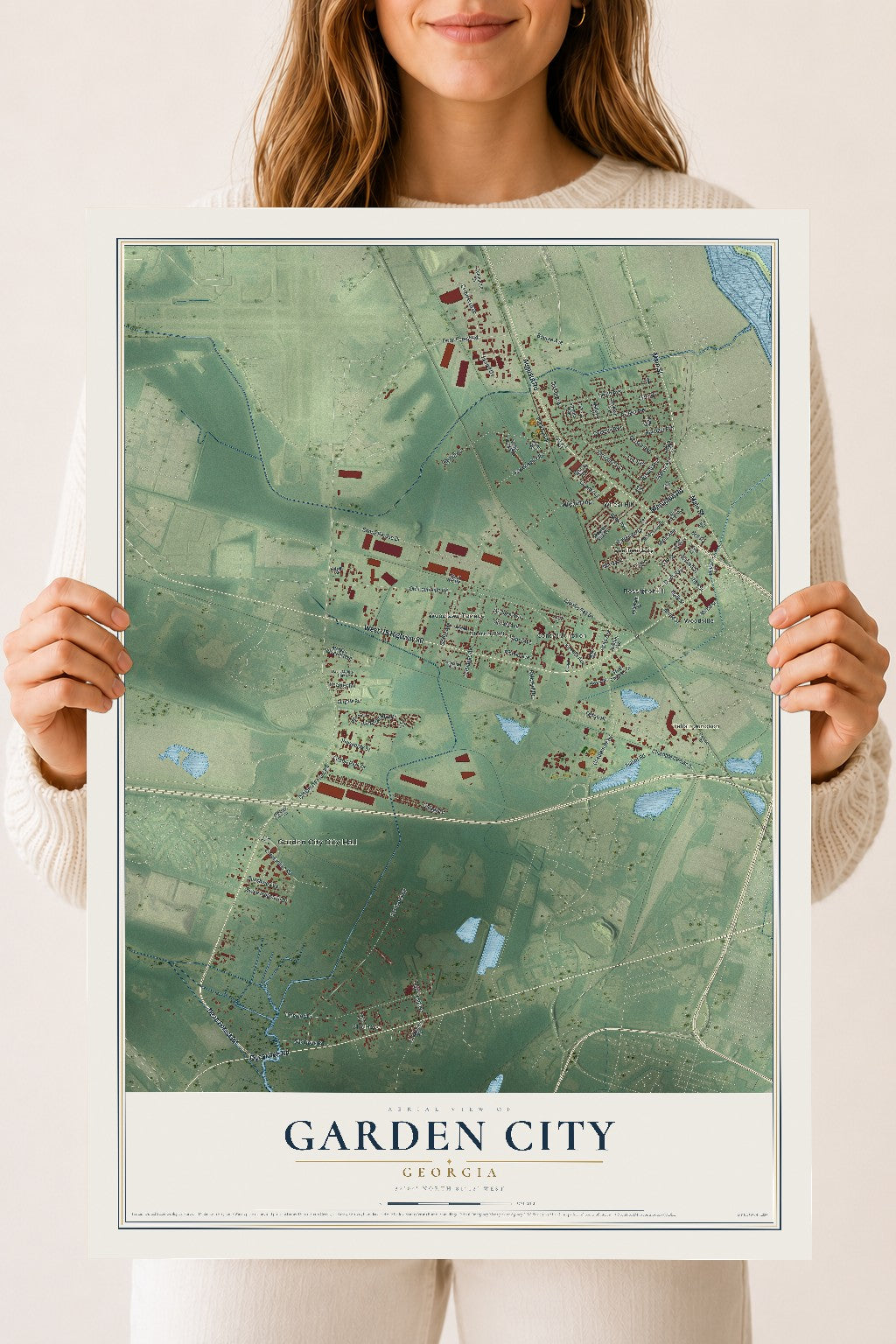 Garden City, Georgia map print, 18" x 24" Archival Matte Print mockup