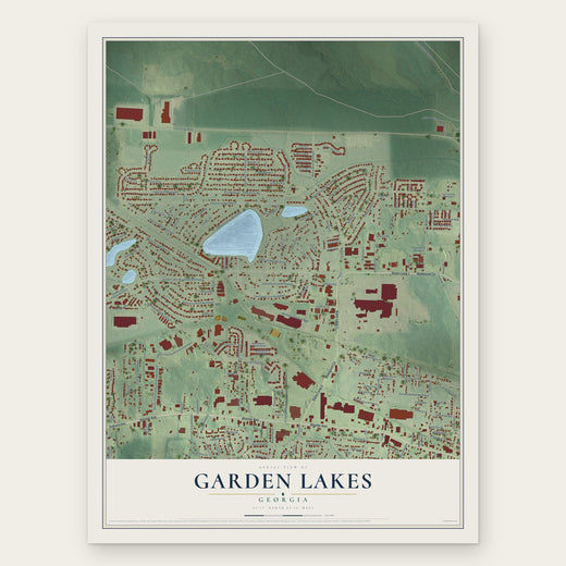Garden Lakes, Georgia map print, the full design