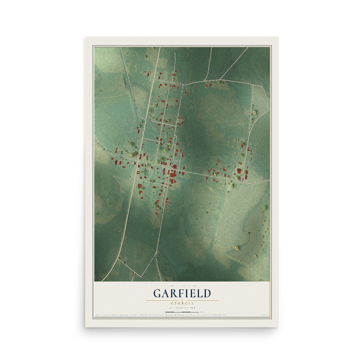 Garfield, Georgia map print, 12" x 18" Archival Matte Print mockup