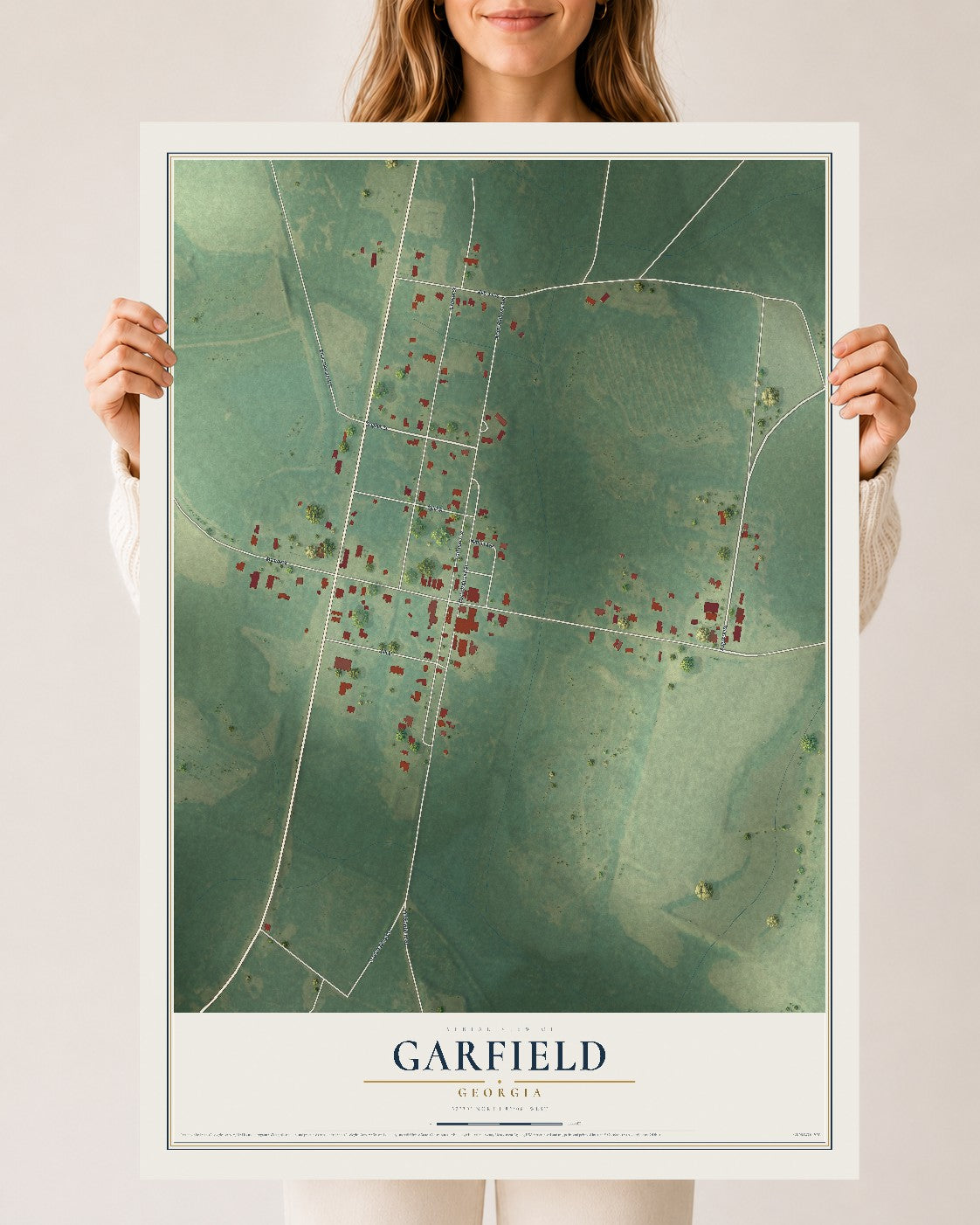 Garfield, Georgia map print, 24" x 36" Archival Matte Print mockup
