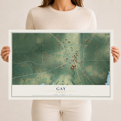 Gay, Georgia map print, 12" x 18" Archival Matte Print mockup