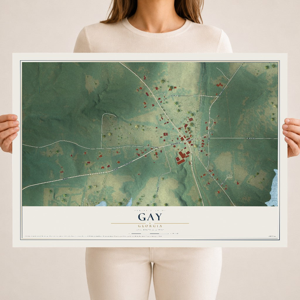 Gay, Georgia map print, 18" x 24" Archival Matte Print mockup