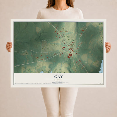 Gay, Georgia map print, 24" x 36" Archival Matte Print mockup