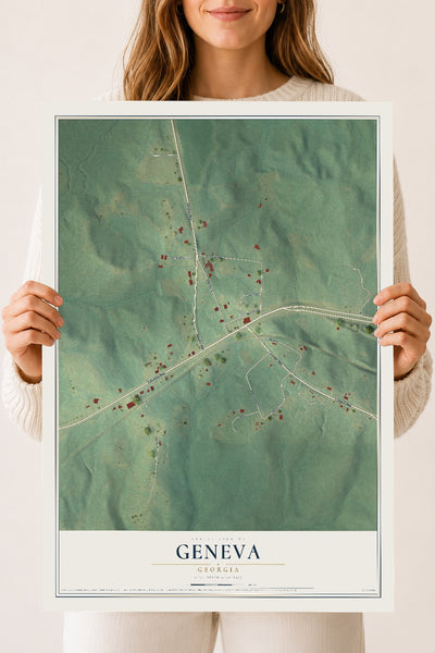 Geneva, Georgia map print, 18" x 24" Archival Matte Print mockup