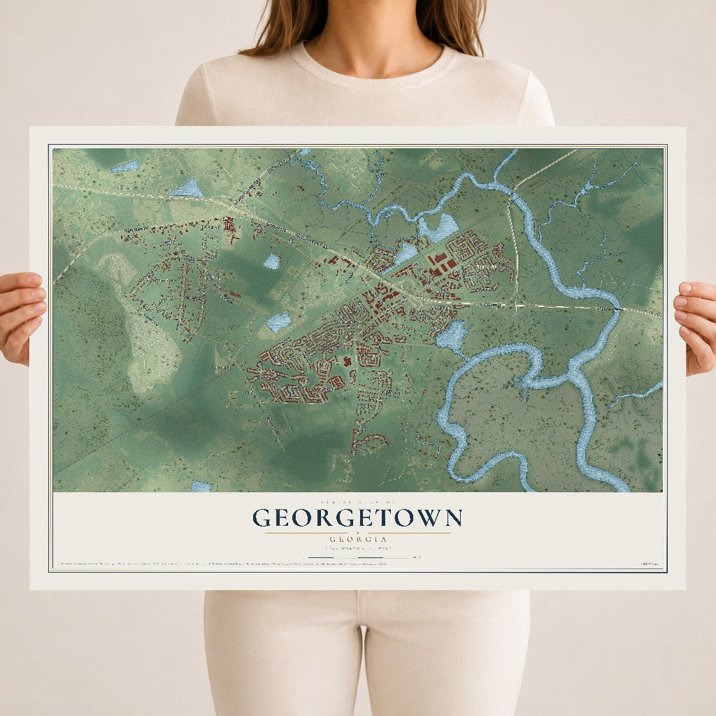 Georgetown, Georgia map print, 18" x 24" Archival Matte Print mockup