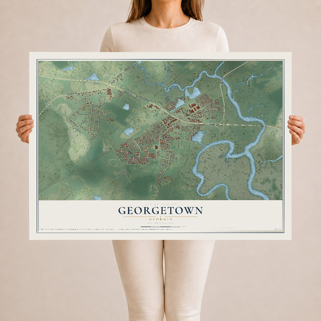 Georgetown, Georgia map print, 24" x 36" Archival Matte Print mockup