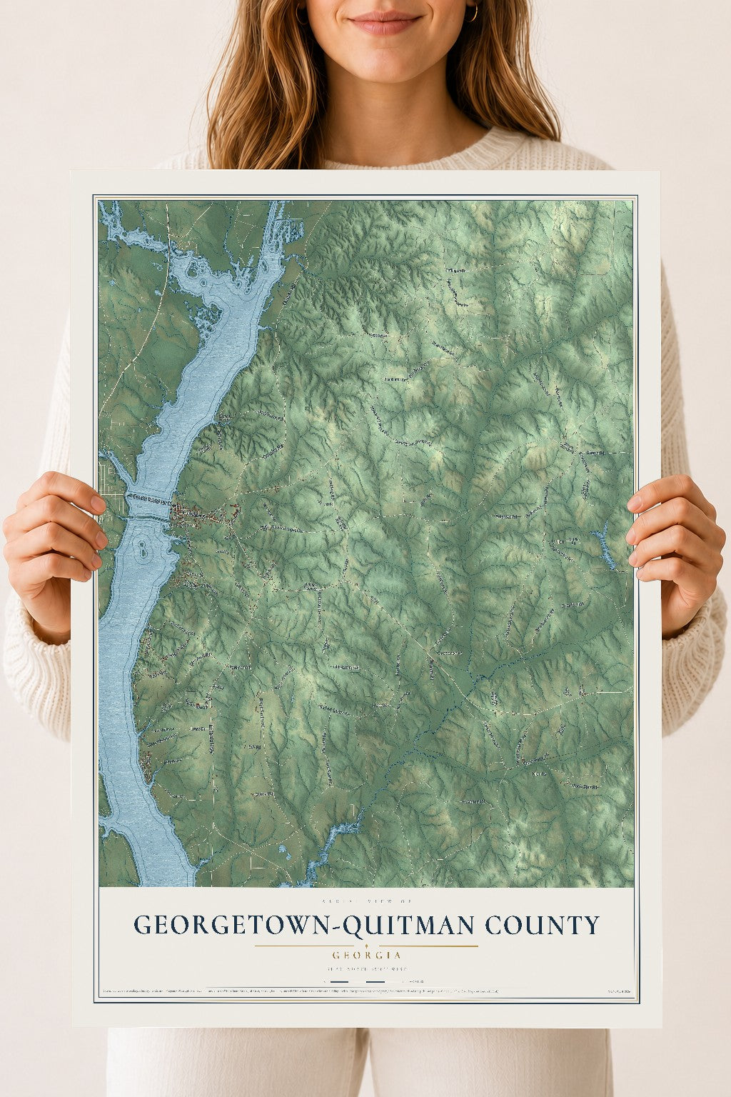 Georgetown-Quitman County, Georgia map print, 18" x 24" Archival Matte Print mockup
