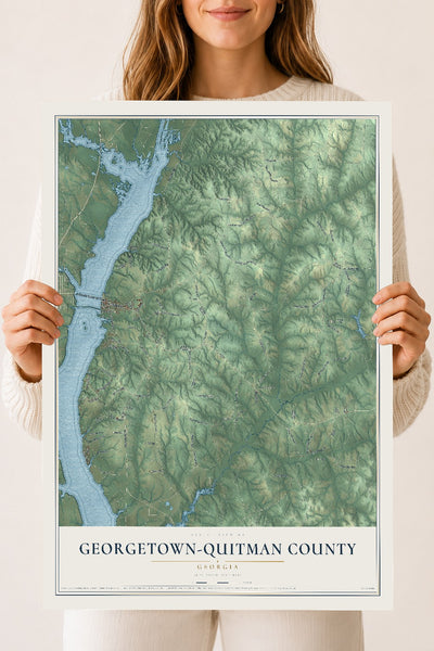 Georgetown-Quitman County, Georgia map print, 18" x 24" Archival Matte Print mockup