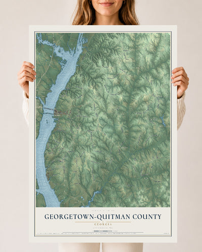 Georgetown-Quitman County, Georgia map print, 24" x 36" Archival Matte Print mockup