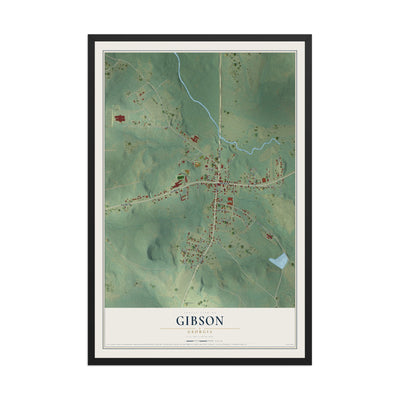 Gibson, Georgia map print, 12" x 18" W/ Black Ayous Wood Frame mockup