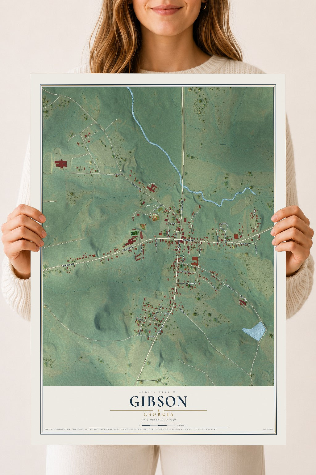 Gibson, Georgia map print, 18" x 24" Archival Matte Print mockup