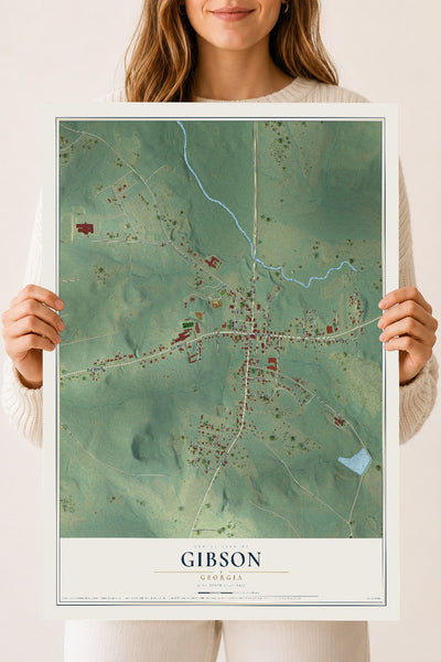 Gibson, Georgia map print, 18" x 24" Archival Matte Print mockup