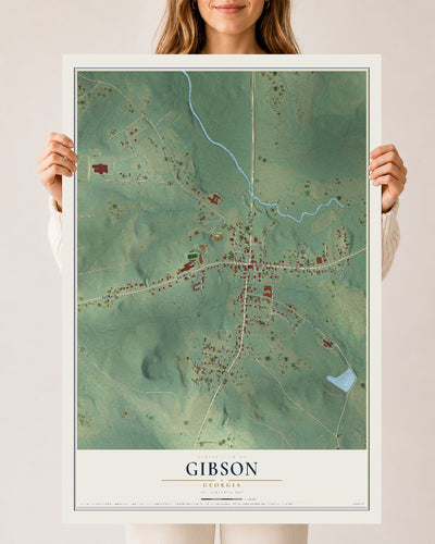 Gibson, Georgia map print, 24" x 36" Archival Matte Print mockup