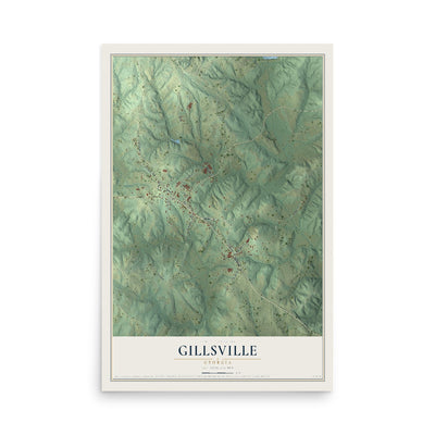 Gillsville, Georgia map print, 12" x 18" Archival Matte Print mockup