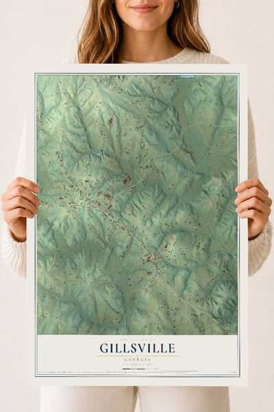 Gillsville, Georgia map print, 18" x 24" Archival Matte Print mockup