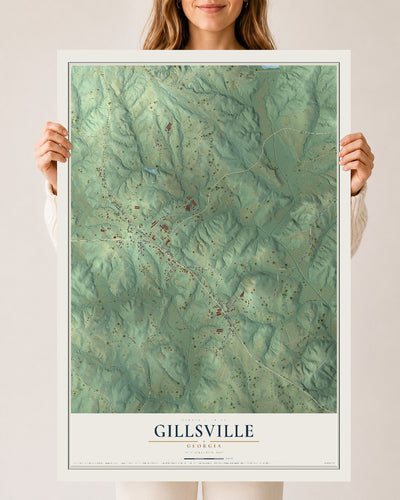 Gillsville, Georgia map print, 24" x 36" Archival Matte Print mockup
