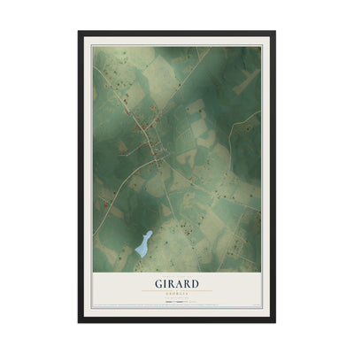 Girard, Georgia map print, 12" x 18" W/ Black Ayous Wood Frame mockup