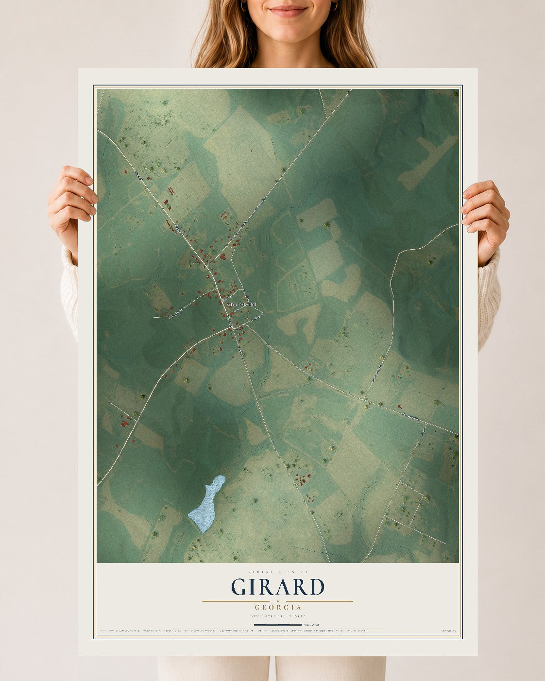 Girard, Georgia map print, 24" x 36" Archival Matte Print mockup