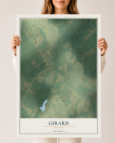 Girard, Georgia map print, 24" x 36" Archival Matte Print mockup