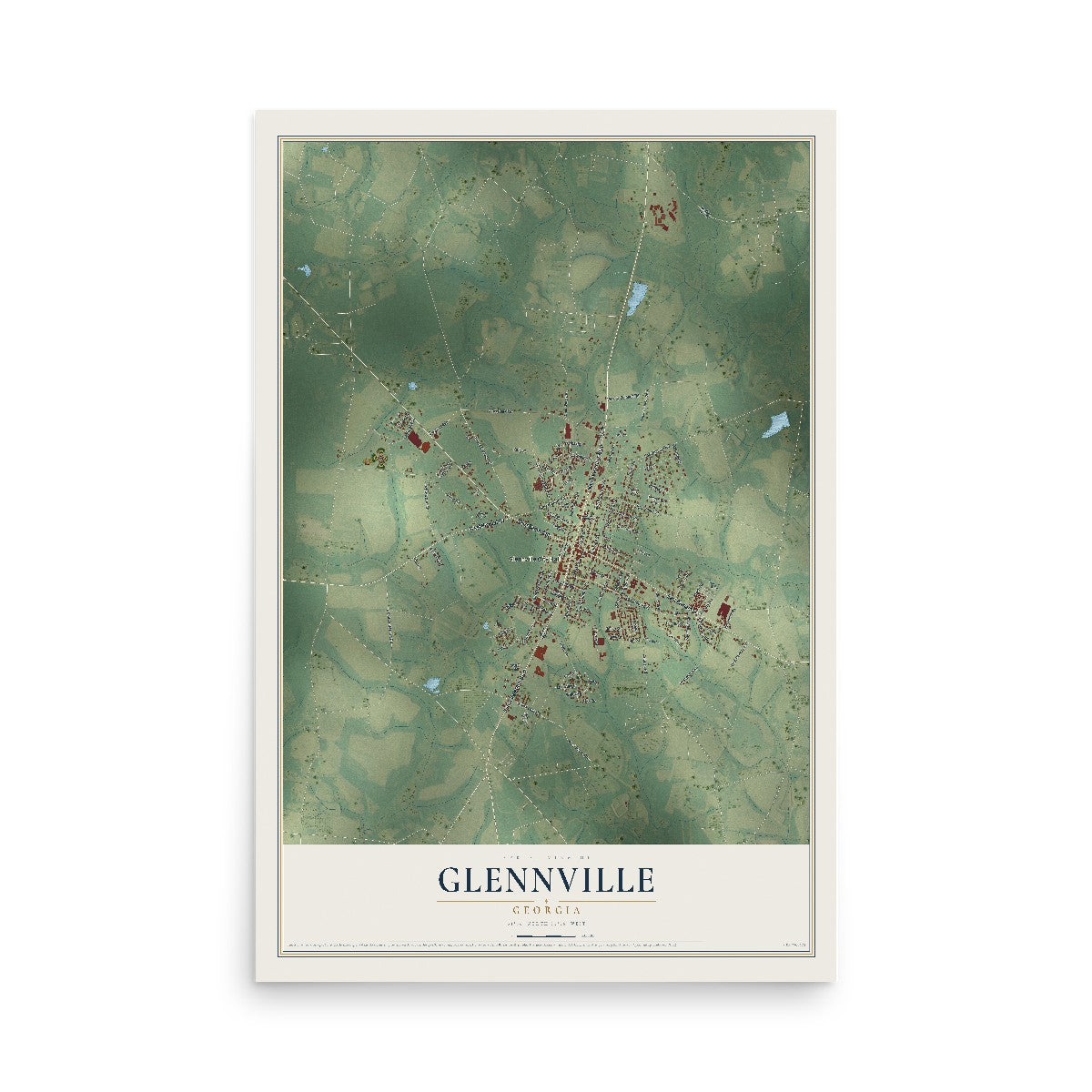 Glennville, Georgia map print, 12" x 18" Archival Matte Print mockup