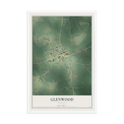 Glenwood, Georgia map print, 12" x 18" W/ White Ayous Wood Frame mockup