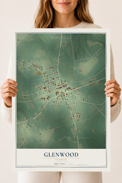 Glenwood, Georgia map print, 18" x 24" Archival Matte Print mockup