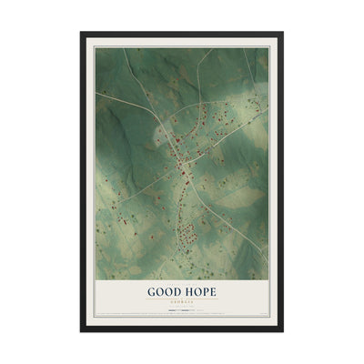 Good Hope, Georgia map print, 12" x 18" W/ Black Ayous Wood Frame mockup