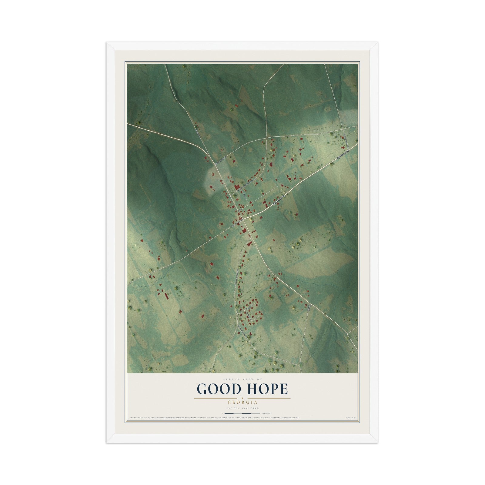Good Hope, Georgia map print, 12" x 18" W/ White Ayous Wood Frame mockup