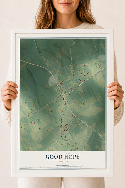 Good Hope, Georgia map print, 18" x 24" W/ White Ayous Wood Frame mockup