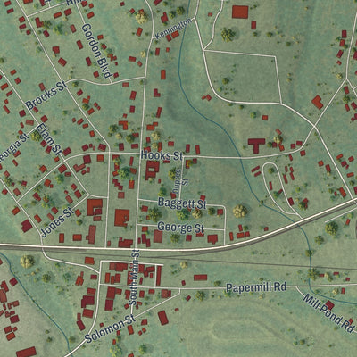 Close-up 1 of the Gordon, Georgia map artwork