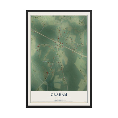 Graham, Georgia map print, 12" x 18" W/ Black Ayous Wood Frame mockup