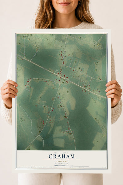 Graham, Georgia map print, 18" x 24" Archival Matte Print mockup