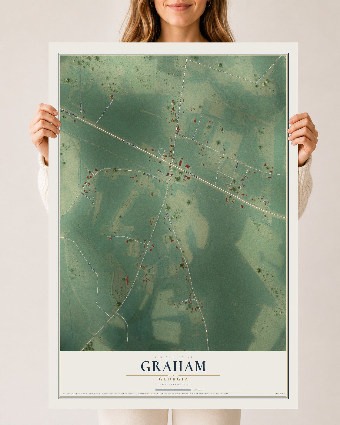 Graham, Georgia map print, 24" x 36" Archival Matte Print mockup