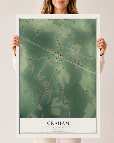 Graham, Georgia map print, 24" x 36" Archival Matte Print mockup
