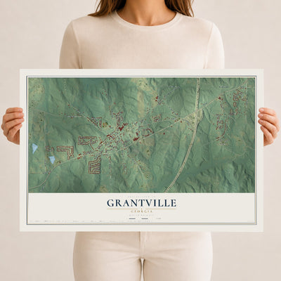 Grantville, Georgia map print, 12" x 18" Archival Matte Print mockup