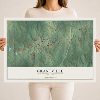 Grantville, Georgia map print, 18" x 24" Archival Matte Print mockup