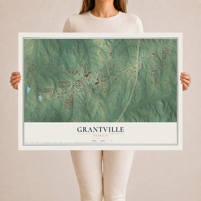 Grantville, Georgia map print, 24" x 36" Archival Matte Print mockup